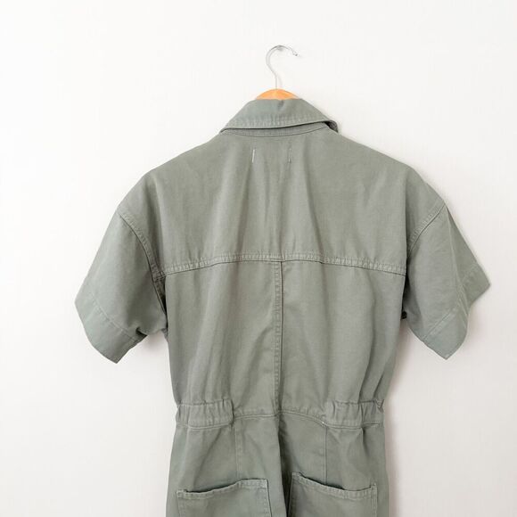 Free People We The Free Marci Jumpsuit Coveralls Army Green XS Denim Utility - Picture 9 of 11